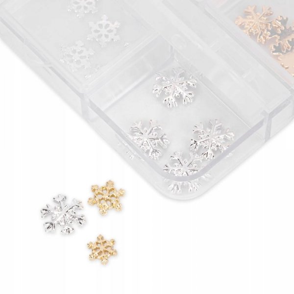 Ozdoby Do Paznokci Kasetka Metalowe Świąteczne Gwiazdki Śnieżynki Zima