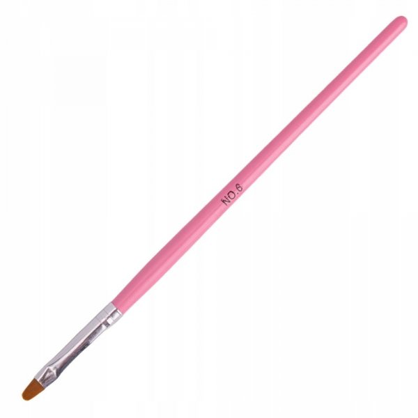 PĘDZELEK DO ŻELU MANICURE ROZMIAR 6 RÓŻOWY OWALNY DŁUGOŚĆ WŁOSIA 8 MM