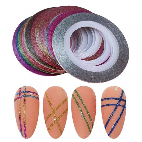 Tasiemka nitka do zdobień paznokci taśma naklejka na paznokcie złota