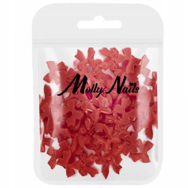 Kokardki 3D do zdobienia paznokci Molly Nails czerwone 100 szt
