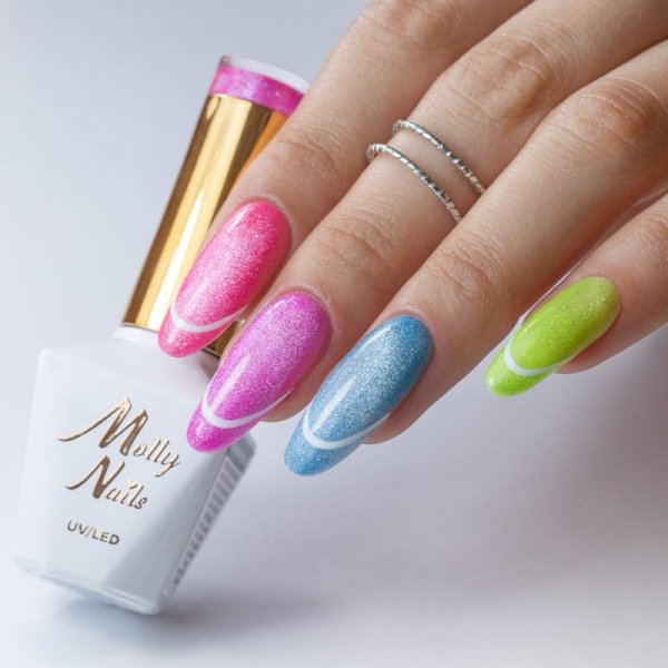 Lakier hybrydowy Molly Nails Neon Flashy Cat Eye HEMA Free 8g Nr 174