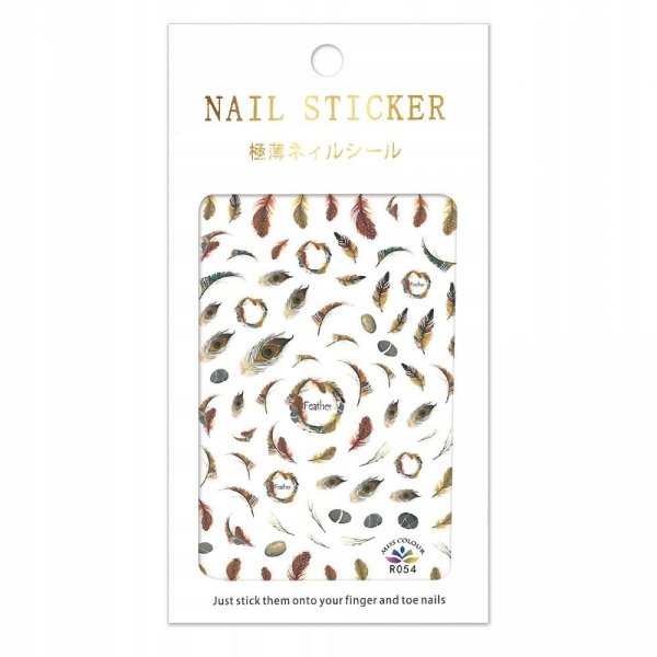 Naklejki do paznokci cienkie pióra R054