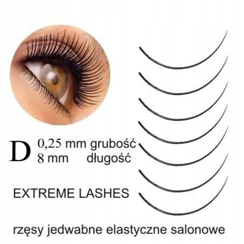 Rzęsy jedwabne salonowe Extreme lashes D 0,25 8 mm
