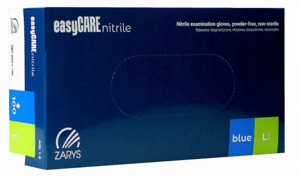 Rękawiczki nitrylowe bezpudrowe Zarys Easycare L niebieskie 100 szt