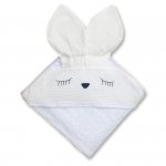 Ręcznik z kapturem dla niemowlaka śpiący króliczek w kolorze białym 100/100