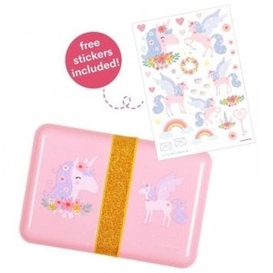 Śniadaniówka dla dziewczynki Lunchbox - Jednorożec z naklejkami - A Little Lovely Company 