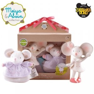 Meiya & Alvin - Meiya Mouse Organic Baby Shower Set z grzechotką