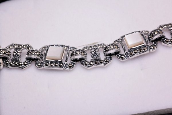 Bransoleta Srebro rodowane Markazyty BDM2866