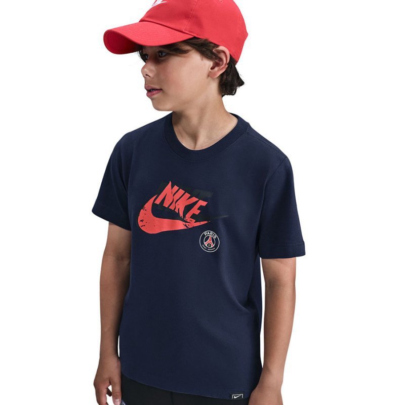 Koszulka Nike PSG Crest Tee Junior HV4987-410 S (128-137cm) granatowy