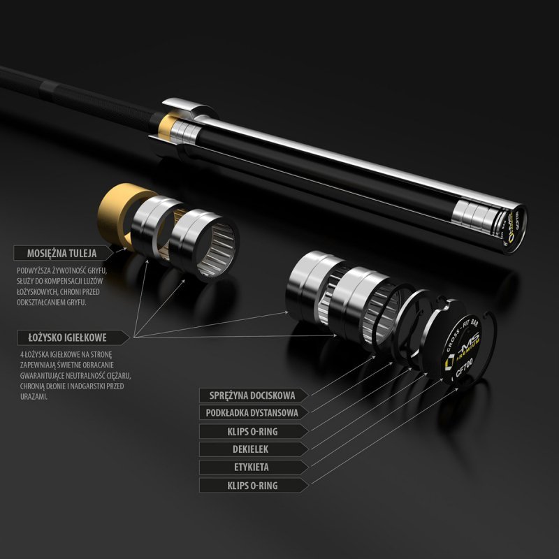 GCF700 GRYF OLIMPIJSKI 20 KG 2200MM + ZACISK ZG1000 BLACK HMS PREMIUM