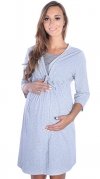 Mija Culture Maternity and Nursing / Breastfeeding Very Nice Dressing Gown 4026/M42 Grey / Mint