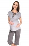 MijaCulture 3 in1 Maternity and Nursing 2-Peace 3/4 Pyjama Set 4117/M77 Grey
