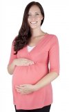 MijaCulture - 2 in1 Maternity and nursing shirt top 3/4 sleeves 7103 Dora II Coral