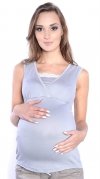 MijaCulture - Comfortable 2 in1 Maternity and Nursing Shirt Sleeveless top 4032/M45 grey