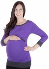 MijaCulture - 2 in1 Maternity and nursing shirt top 95% Cotton Mandy 9048 Purple / Graphit