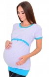 MijaCulture - 2 in1 Maternity and nursing shirt top 95% Cotton Mandy 9048  Melange / Turquoise