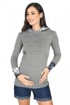 MijaCulture – 3 in1 maternity hoodie, for breastfeeding and after „Neli” M007 melange