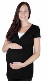 MijaCulture - 2 in1 Maternity and nursing elegant shirt top short sleeves 7104 Dora Black