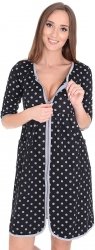 MijaCulture - szlafrok 2 w 1 ciążowy i do karmienia 4026 czarny/kropki2