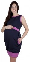 MijaCulture - 2 w1 sukienka ciążowa i do karmienia  „Fiona” 7111  ciemny granat/róż