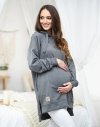 MijaCulture - 3 w 1 długa bluza ciążowa i do karmienia z rozcieciami „Aurelia” M011 grafit