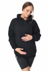 MijaCulture - 3 w 1 ciepła bluza ciążowa i do karmienia z kapturem „Molly ” M001 czarny