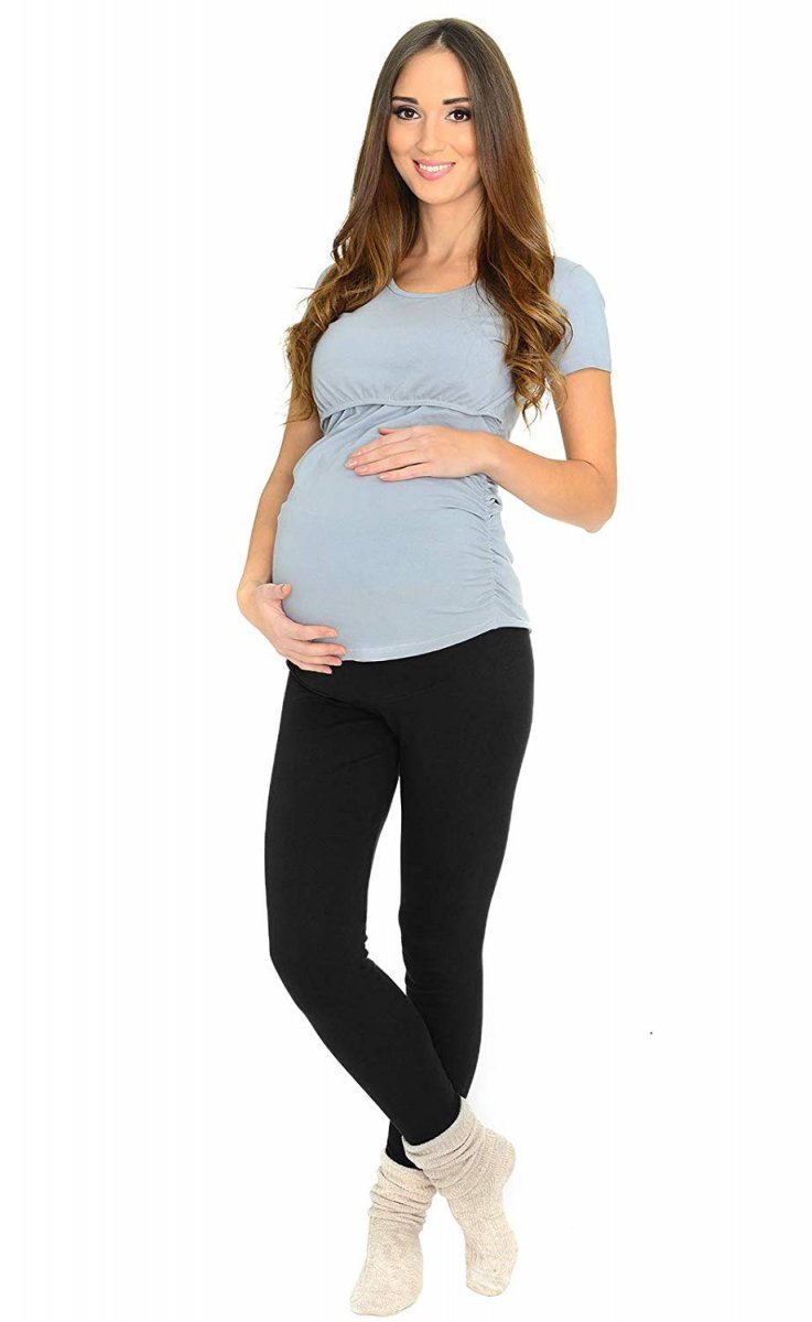 MijaCulture – Long Full Lenght Warm Maternity Leggings for Cool Weather  3006 Black - Trousers, shorts