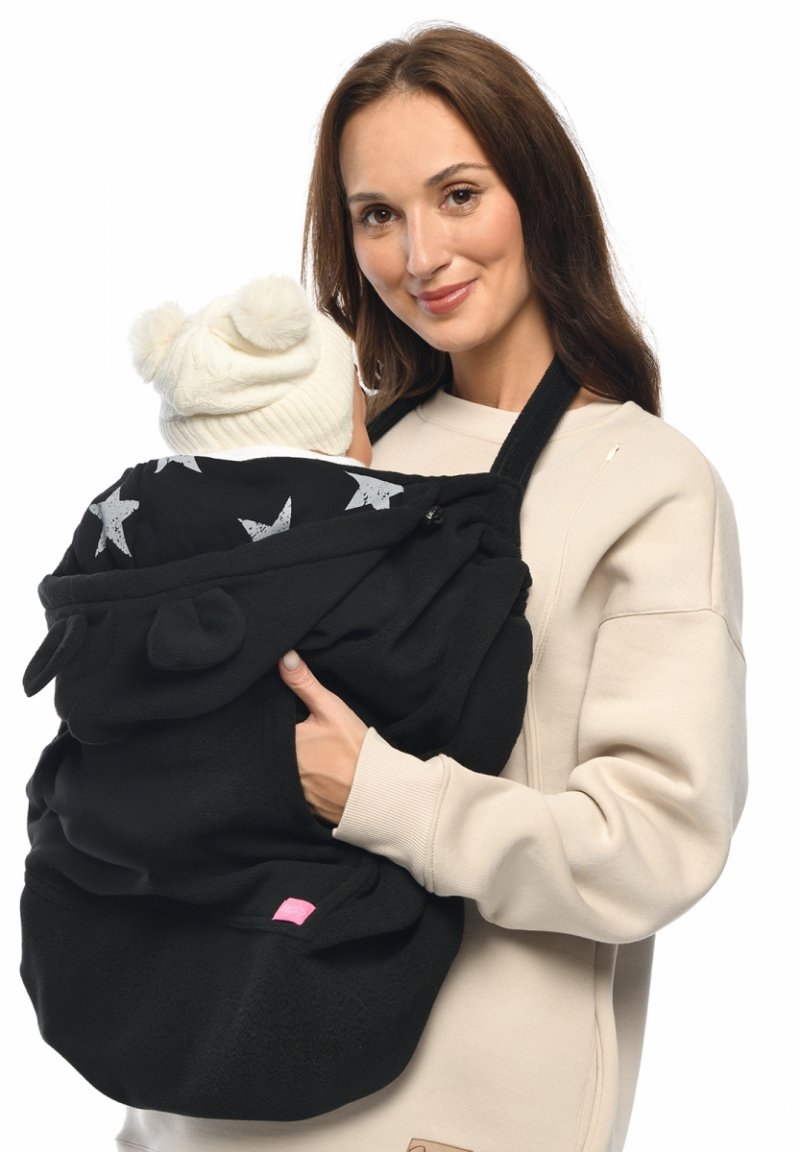 MijaCulture - Maternity fleece warm Baby Universal Windproof Carrier Cover 4023  Black / Stars 2
