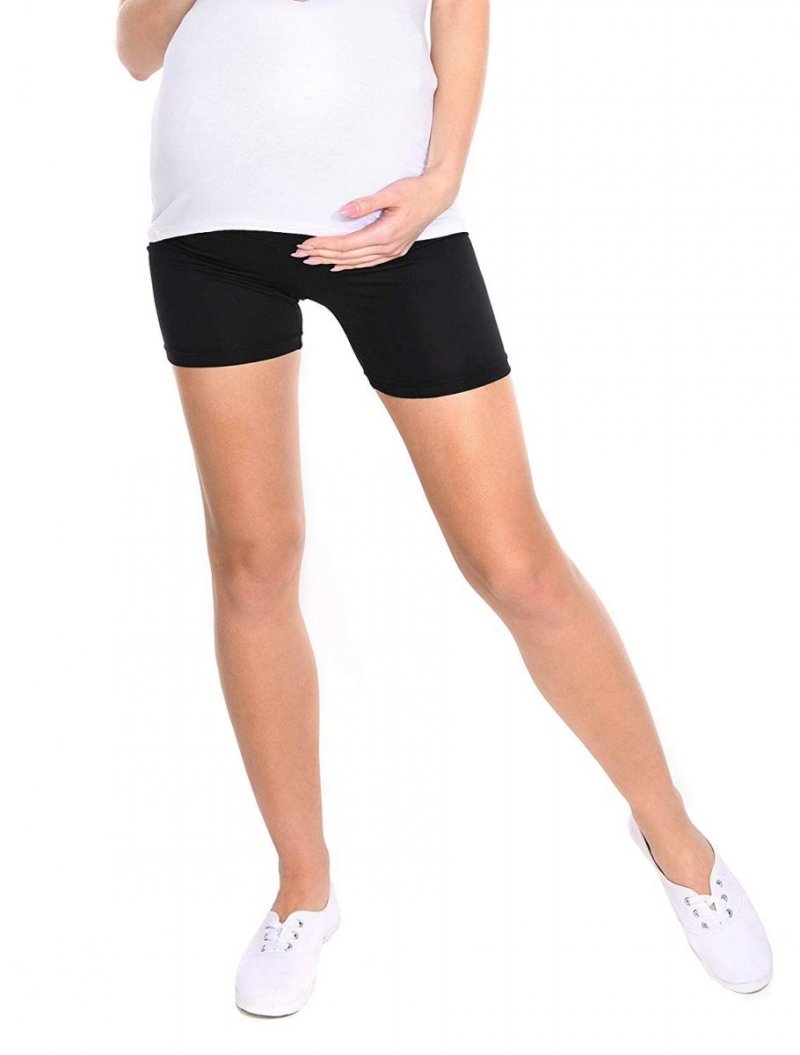 MijaCulture comfortable casual maternity short leggings shorts 1053 Black