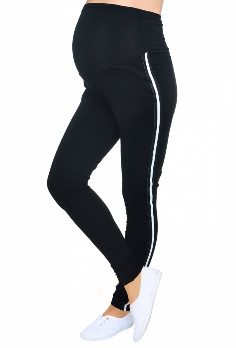 MijaCulture Casual maternity pants with stripe Tommy 9090 black