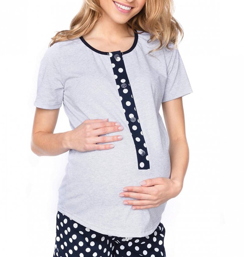 MijaCulture - 2 in1 Maternity and Nursing 2-Peace Pyjama Set 4030/M47 Melange Navy