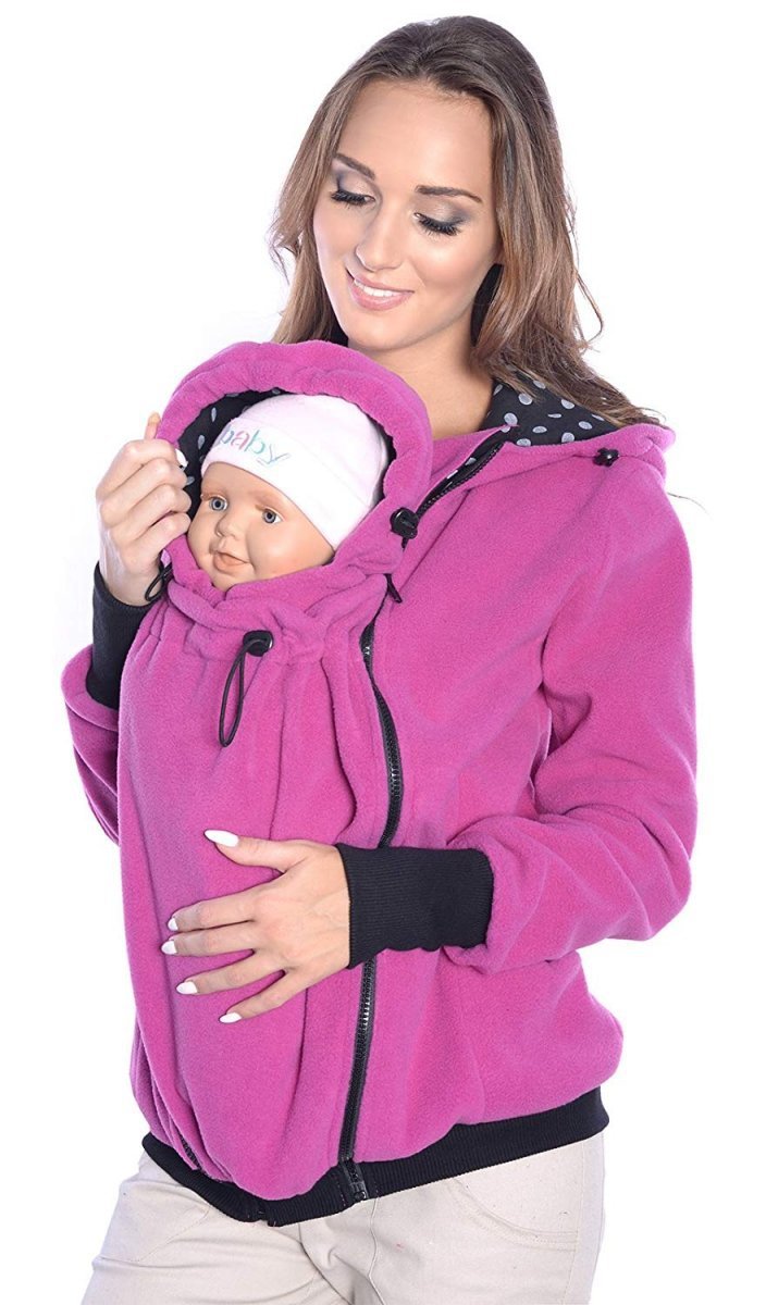 MijaCulture - Maternity Warm Fleece Hoodie / Jacket / Sweatshirt / for Baby Carriers 4047/M51 Purple Pink