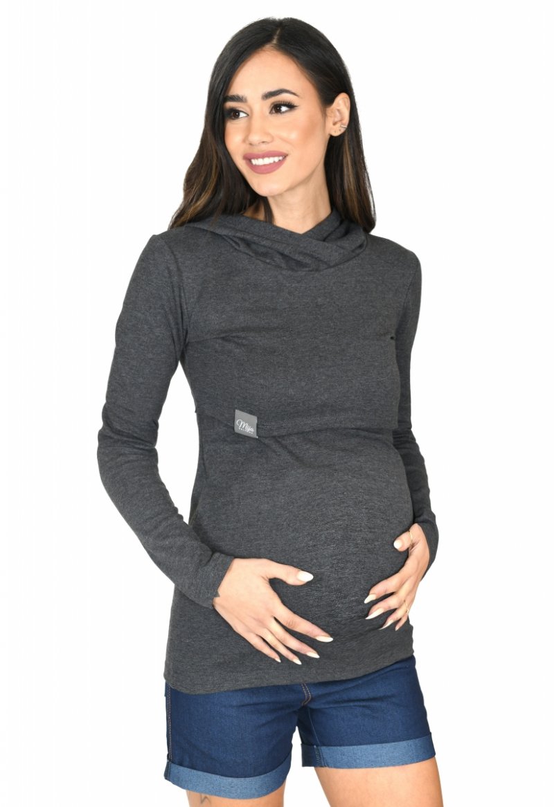 MijaCulture – 3 in1 maternity hoodie, for breastfeeding and after „Neli” M007 graphit