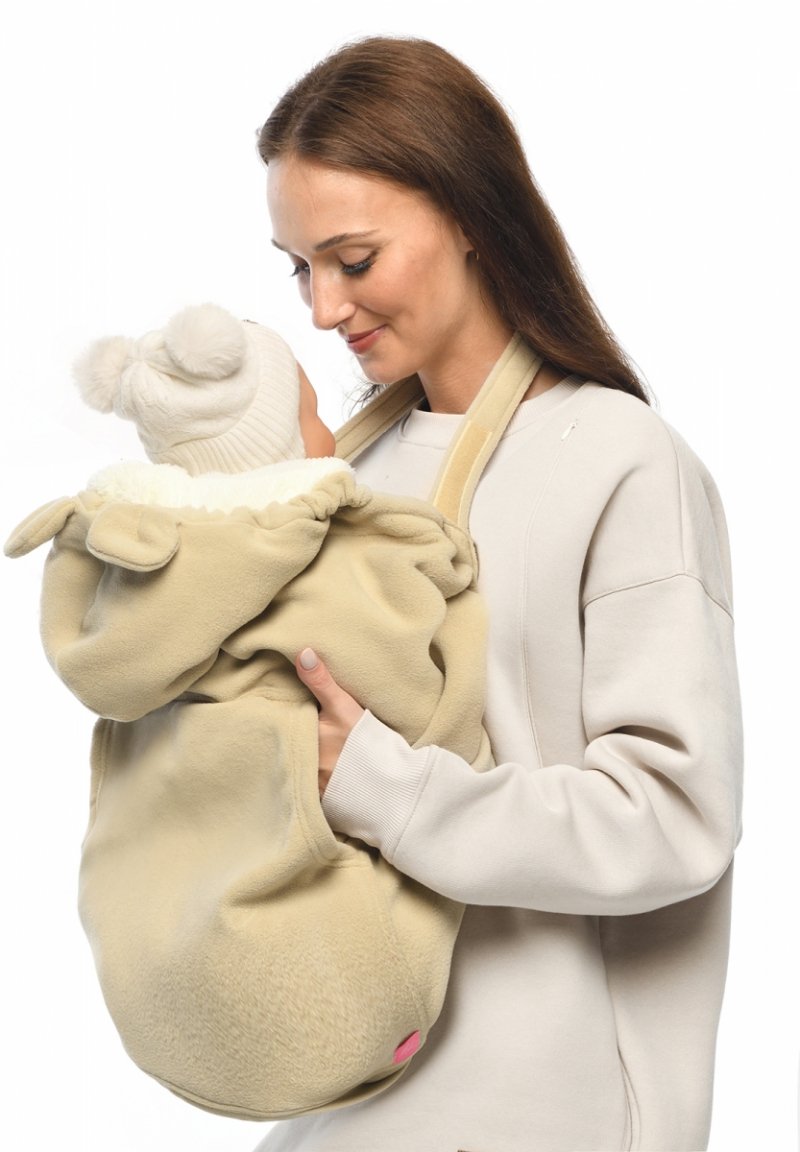 MijaCulture - Maternity fleece warm Baby Universal Windproof Carrier Cover 4023 beige/ white