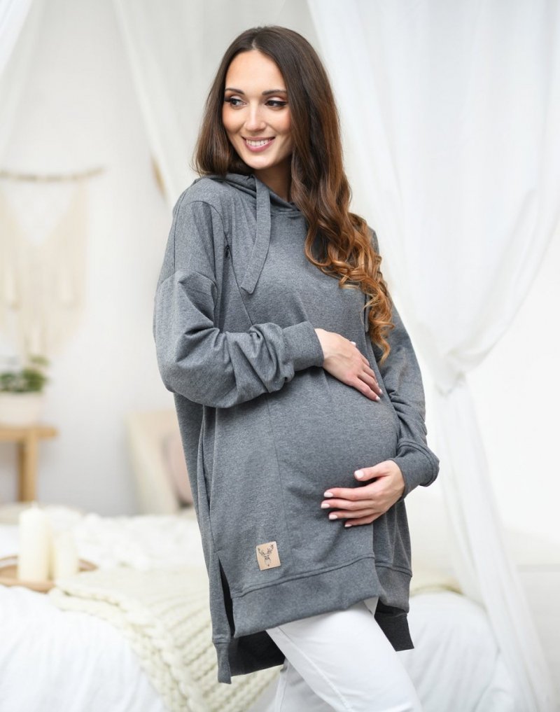 MijaCulture hoodie for pregnant women and breastfeeding &quot;Aurelia&quot;  Graphite