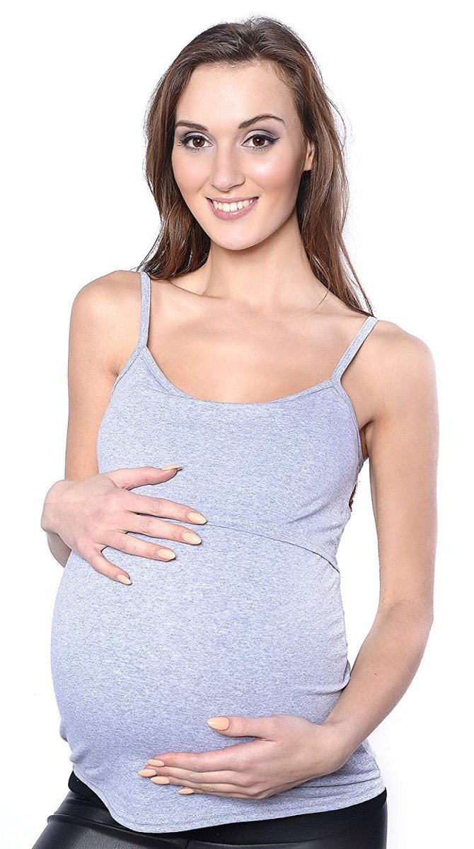 MijaCulture - Comfortable 2 in1 Maternity and Nursing Shirt Sleeveless top 4029/M46 Melange