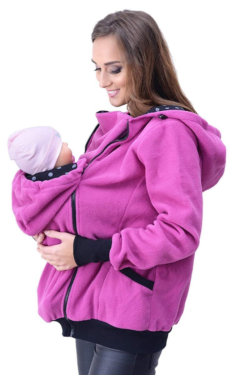MijaCulture - Maternity Warm Fleece Hoodie / Jacket / Sweatshirt / for Baby Carriers 4047/M51 Purple Pink