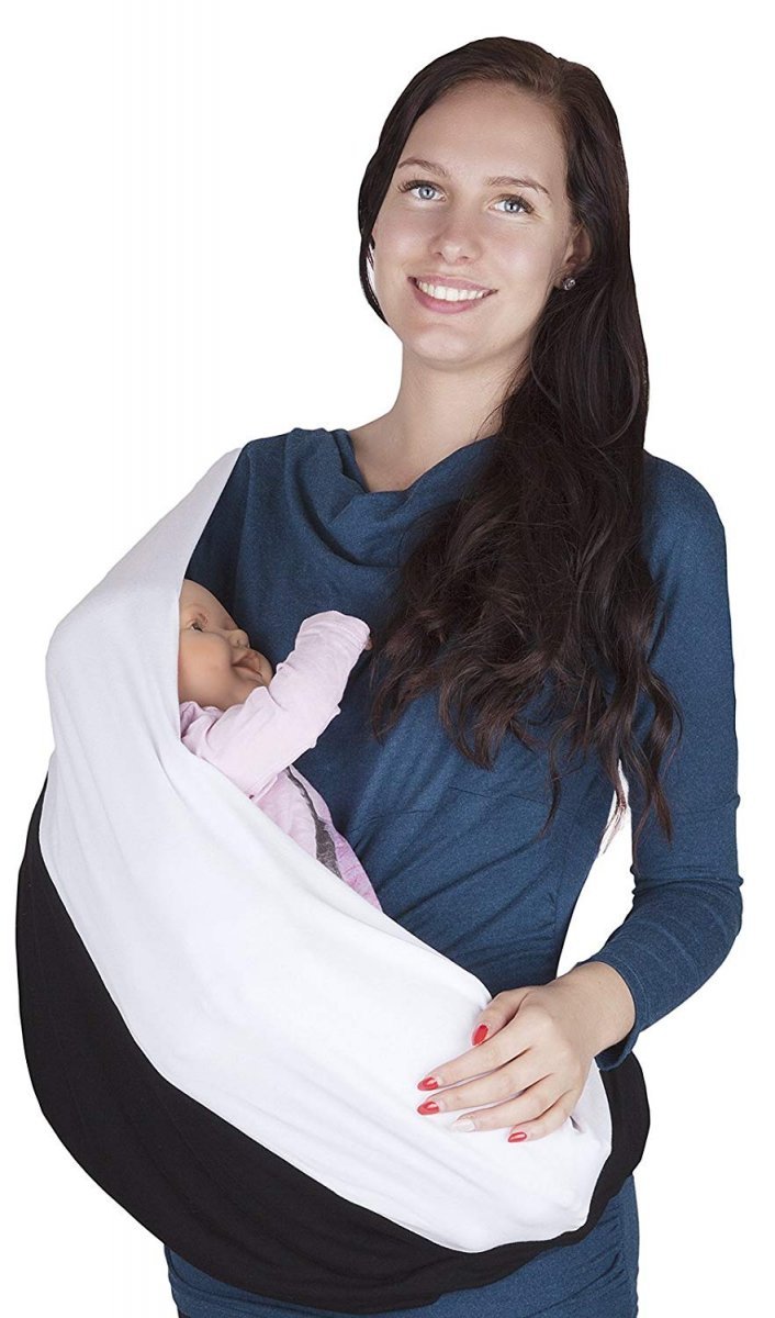 Mija - 2 in1 Nursing Breastfeeding scarf / Nursing Cover 9012 White / Black