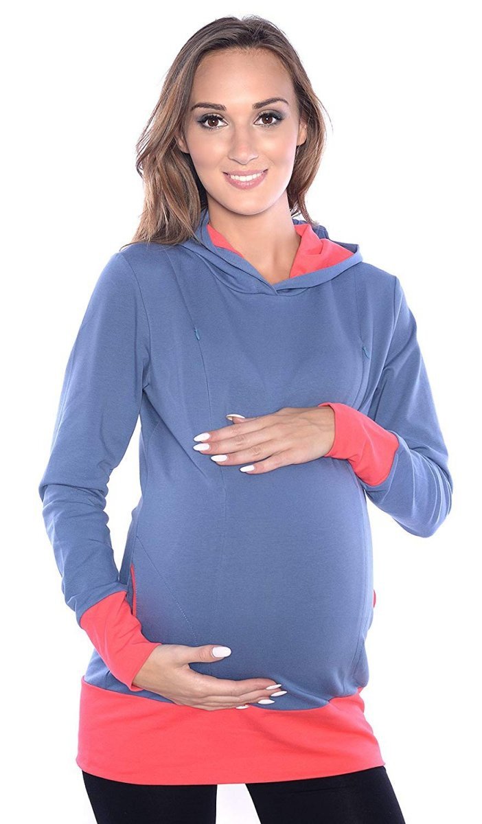 MijaCulture – 2 in1 Maternity and Nursing pullover jumper sweatshirt Top &quot;Mona&quot; 1035  Jeans / Apricot