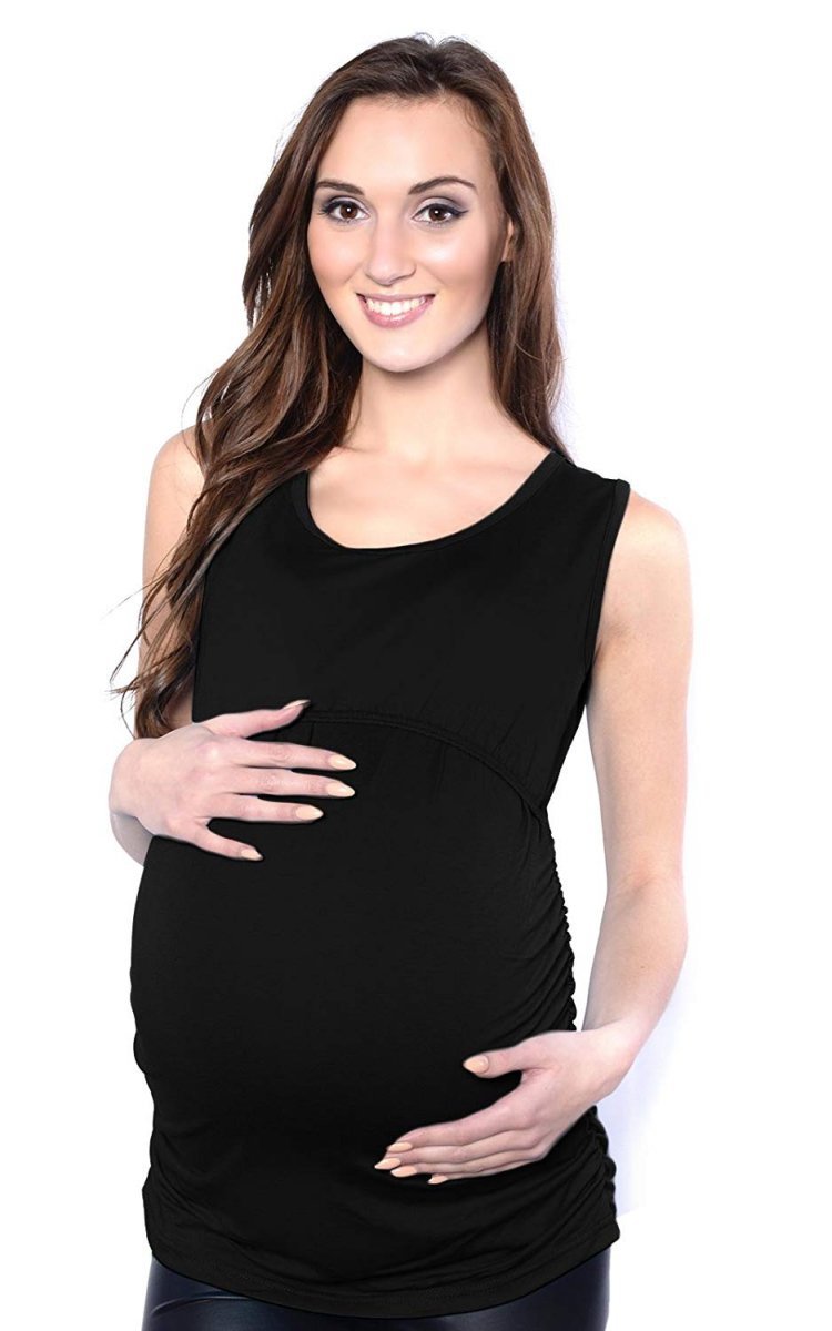 MijaCulture – 2 in1 Maternity &amp; Nursing Comfortable Top Sleeveless 3093/M15 Black