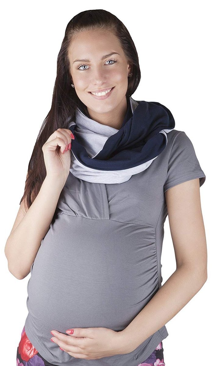 Mija - 2 in1 Nursing Breastfeeding scarf / Nursing Cover COTTON 9013 Navy / Melange