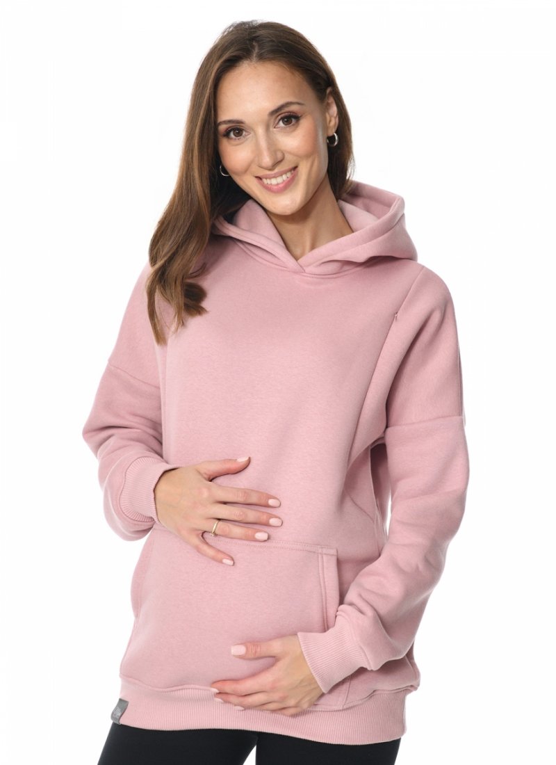 MijaCulture - 3 in1 warm maternity hoodie, for breastfeeding and after  „Molly ” M001 pink