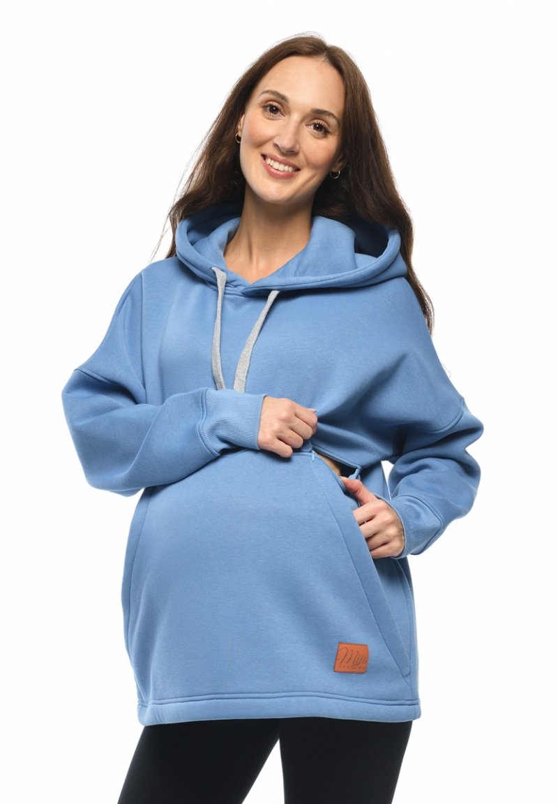 MijaCulture hoodie for pregnant women and breastfeeding  "Megan"  M021 Blue