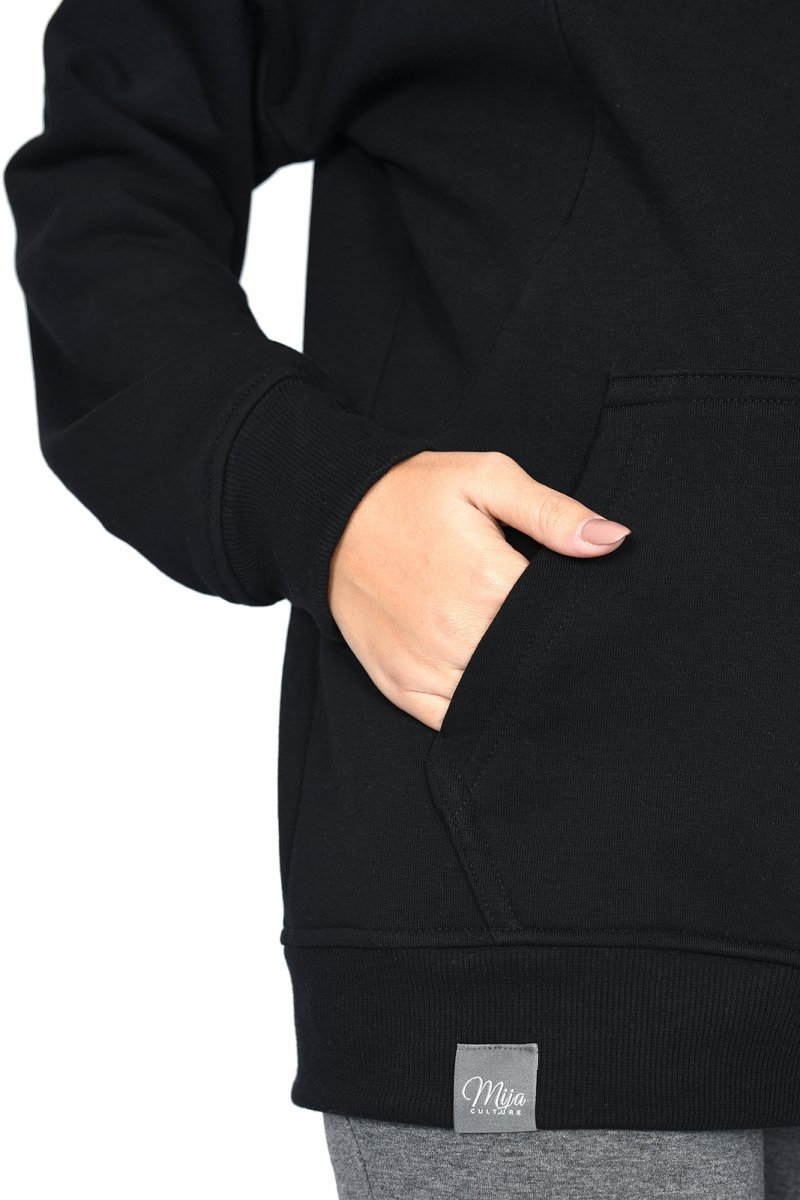 MijaCulture - 3 in1 warm maternity hoodie, for breastfeeding and after  „Molly ” M001 black