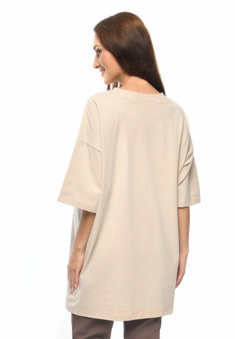 MijaCulture - T-shirt / koszula ciążowa oraz dla karmiacych M024 Amber beżowa