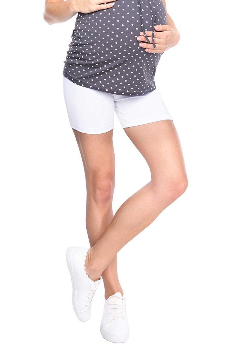 Wygodne krótkie legginsy ciążowe Mama Mia 1053 biały 