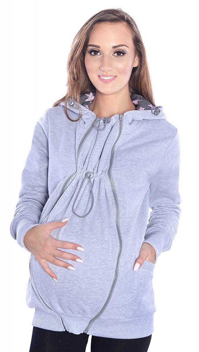 MijaCulture - 3 w1 bluza 3D ciążowa i do noszenia dziecka  4046/M50 melanż