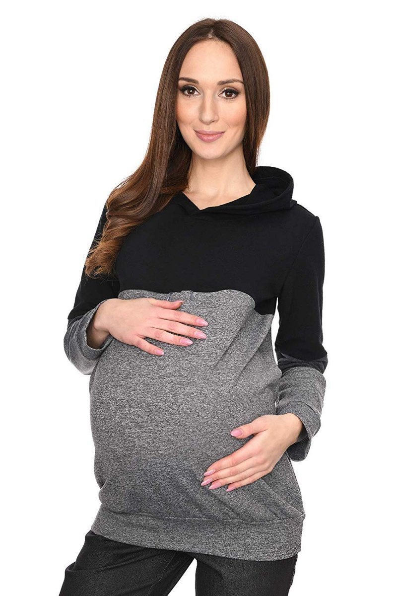 MijaCulture - 3 w 1 bluza ciążowa i do karmienia „Jane” 7144 grafit/czarny