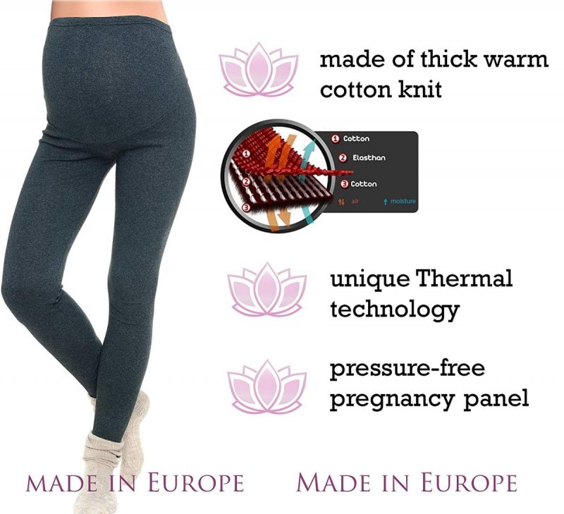 Komfortowe legginsy ciążowe zimowe 3006 grafit
