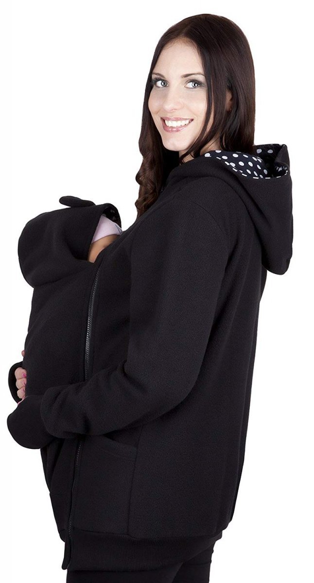 MijaCulture - bluza polarowa do noszenia dziecka 4019A/M21 czarny